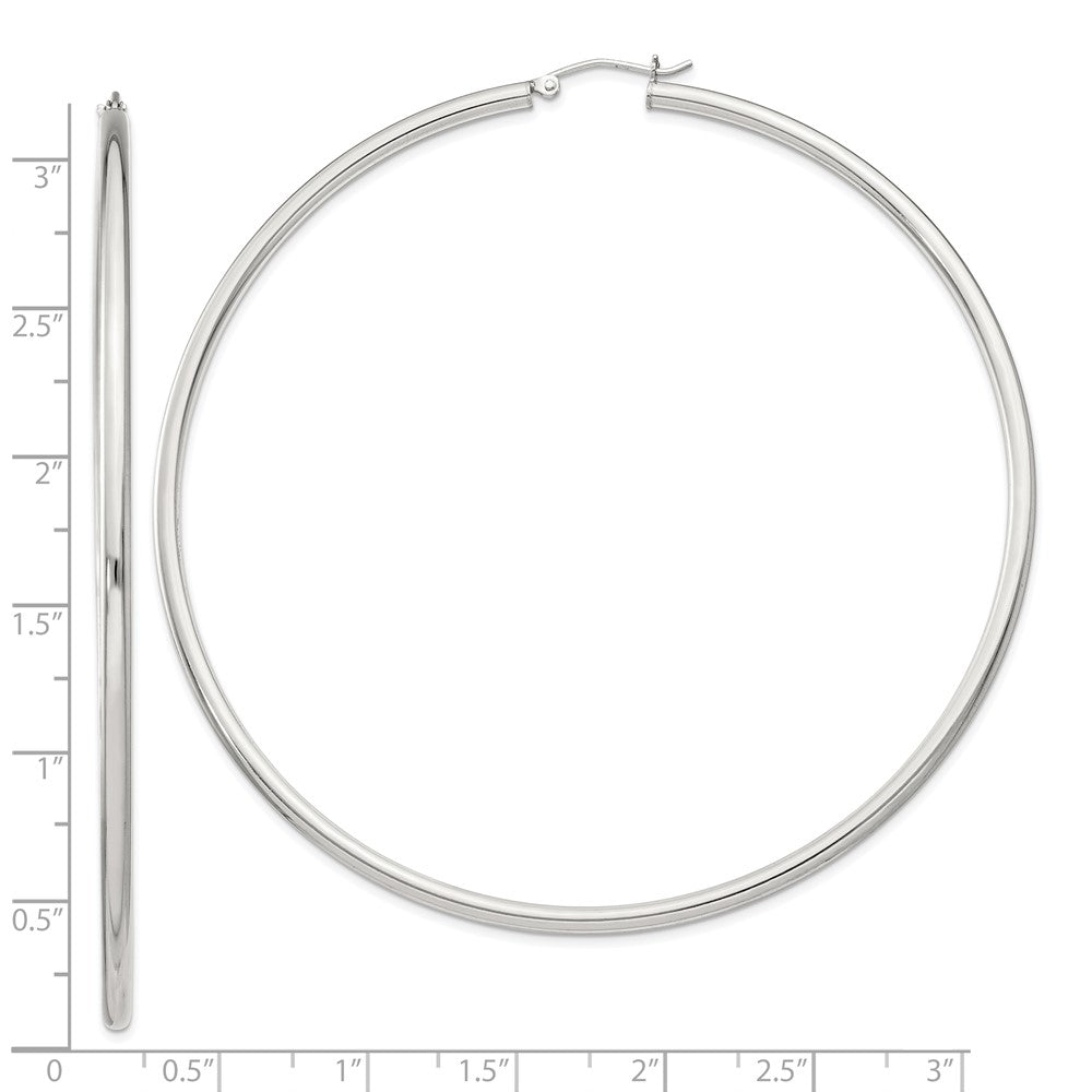 Sterling Silver 2.5mm Round Hoop Earrings