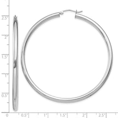 Rhodium-plated Sterling Silver 3mm Round Hoop Earrings