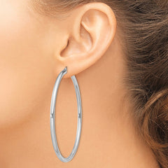Rhodium-plated Sterling Silver 3mm Round Hoop Earrings