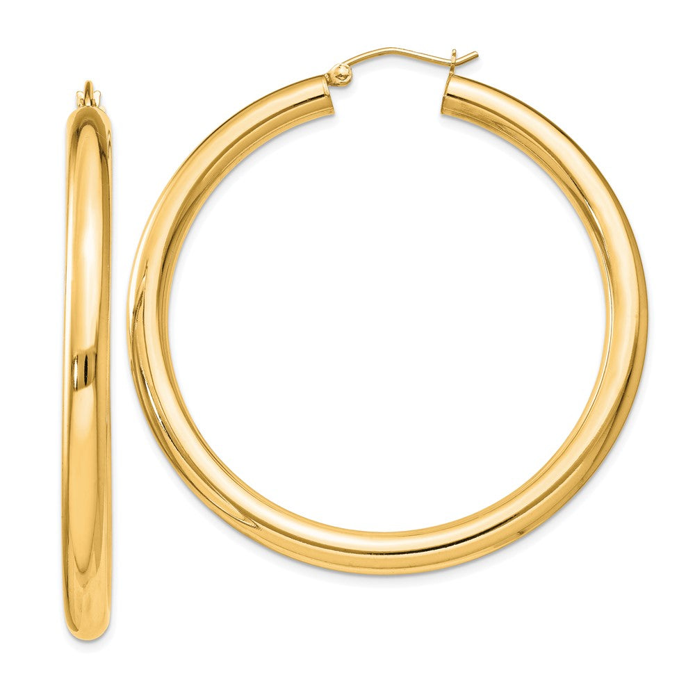 Yellow Gold-plated Sterling Silver 4mm Round Hoop Earrings