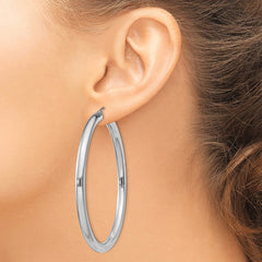 Rhodium-plated Sterling Silver 4mm Round Hoop Earrings