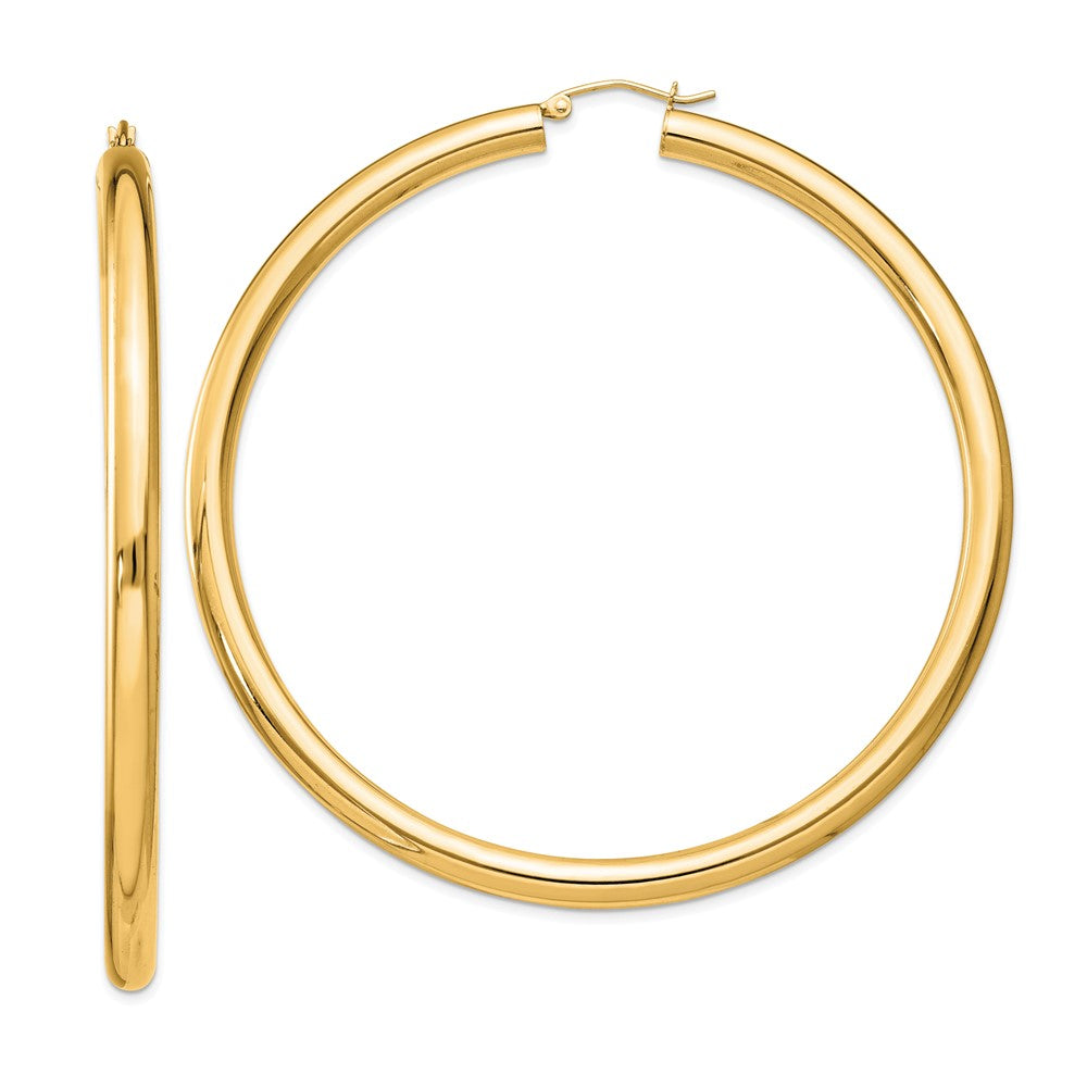 Yellow Gold-plated Sterling Silver 4mm Round Hoop Earrings