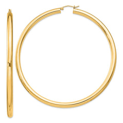 Yellow Gold-plated Sterling Silver 4mm Round Hoop Earrings