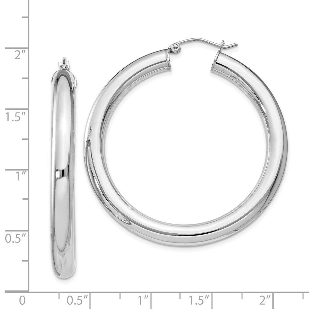 Rhodium-plated Sterling Silver 5mm Round Hoop Earrings
