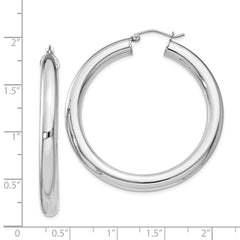 Rhodium-plated Sterling Silver 5mm Round Hoop Earrings