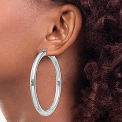 Rhodium-plated Sterling Silver 5mm Round Hoop Earrings