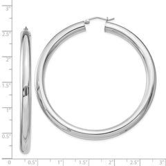 Rhodium-plated Sterling Silver 5mm Round Hoop Earrings