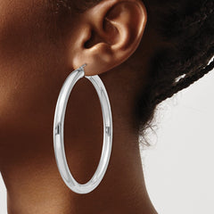 Rhodium-plated Sterling Silver 5mm Round Hoop Earrings