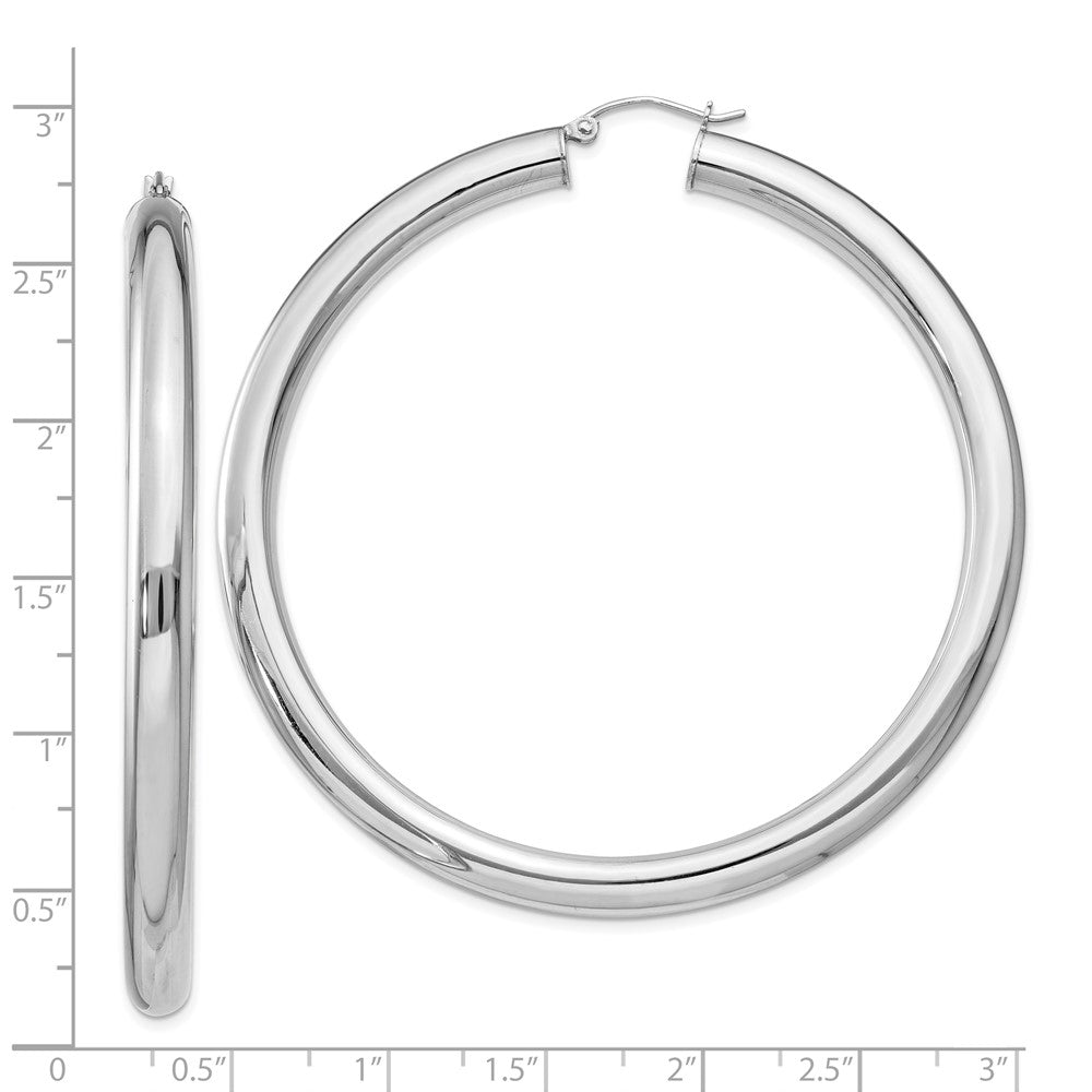 Rhodium-plated Sterling Silver 5mm Round Hoop Earrings