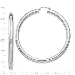 Rhodium-plated Sterling Silver 5mm Round Hoop Earrings