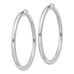 Rhodium-plated Sterling Silver 5mm Round Hoop Earrings