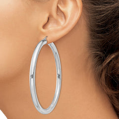 Rhodium-plated Sterling Silver 5mm Round Hoop Earrings