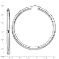 Rhodium-plated Sterling Silver 5mm Round Hoop Earrings