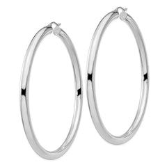 Rhodium-plated Sterling Silver 5mm Round Hoop Earrings