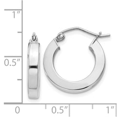 Rhodium-plated Sterling Silver 3x17mm Square Tube Hoop Earrings