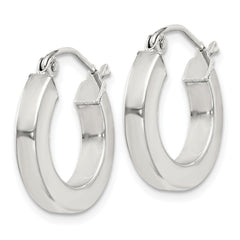 Sterling Silver 3x17mm Square Tube Hoop Earrings