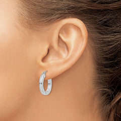 Rhodium-plated Sterling Silver 3x20mm Square Tube Hoop Earrings