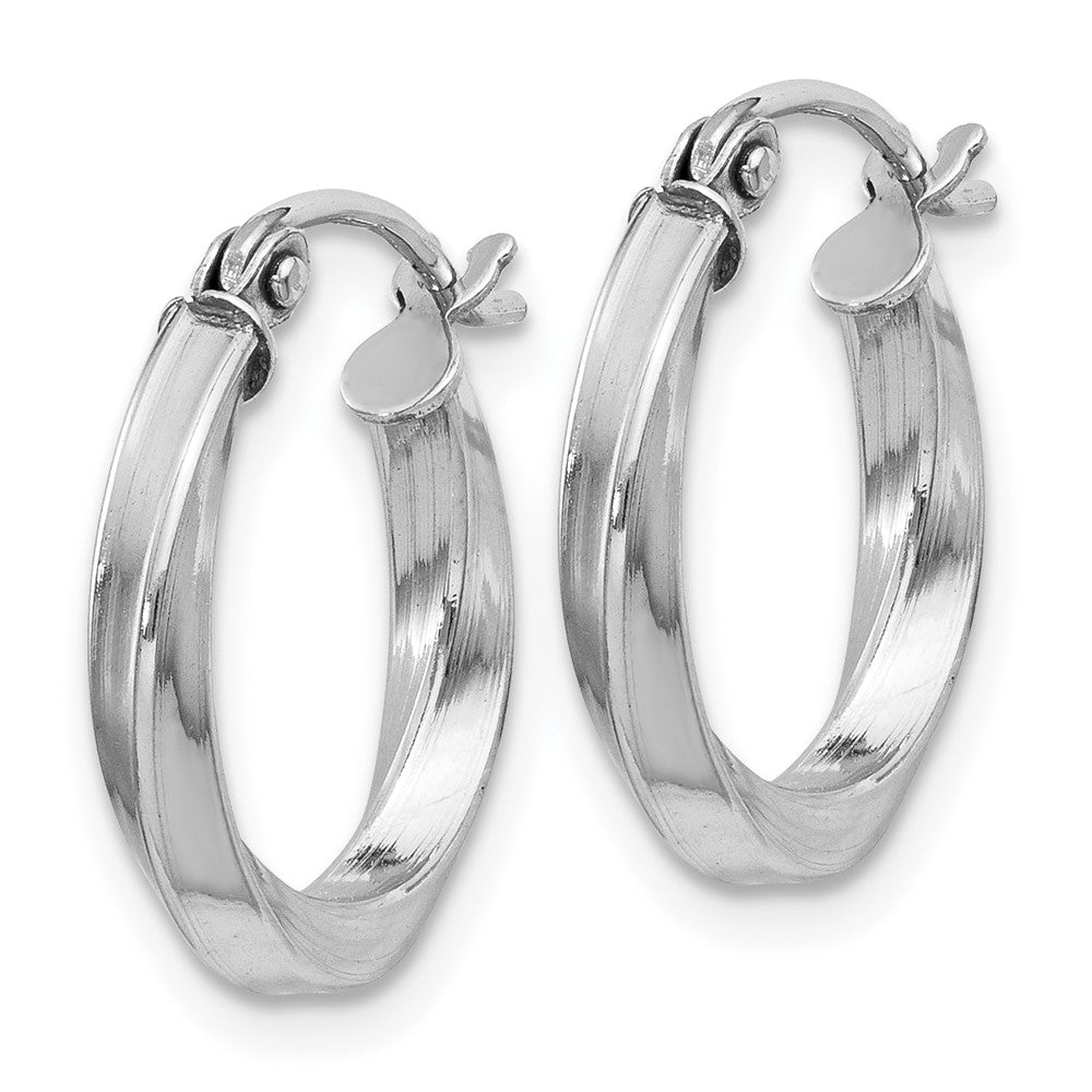 Rhodium-plated Sterling Silver Twisted 2.5x15mmHoop Earrings