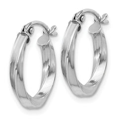 Rhodium-plated Sterling Silver Twisted 2.5x15mmHoop Earrings