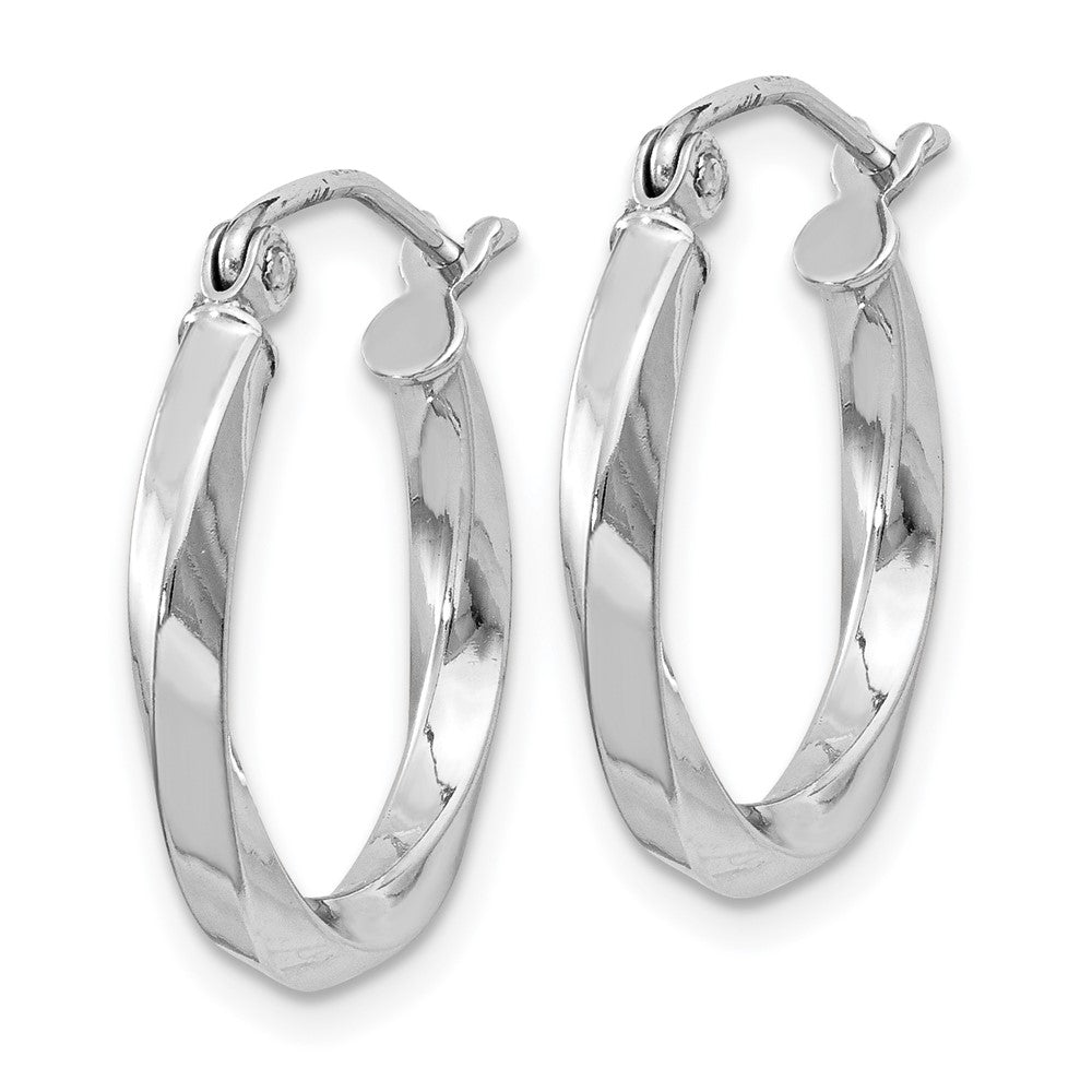 Rhodium-plated Sterling Silver Twisted 2.5x18mmHoop Earrings