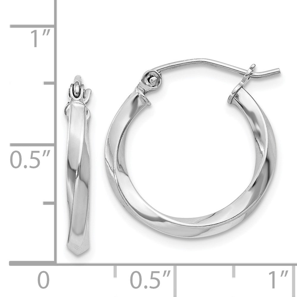 Rhodium-plated Sterling Silver Twisted 2.5x18mmHoop Earrings