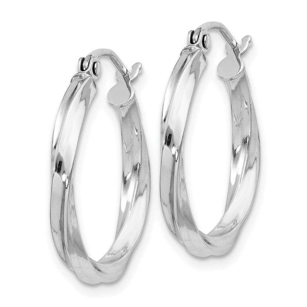 Rhodium-plated Sterling Silver Twisted 2.5x20mmHoop Earrings