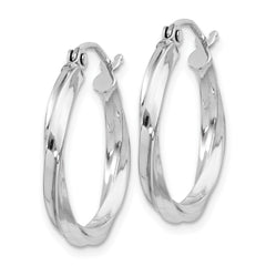 Rhodium-plated Sterling Silver Twisted 2.5x20mmHoop Earrings