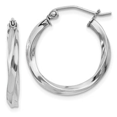 Rhodium-plated Sterling Silver Twisted 2.5x20mmHoop Earrings