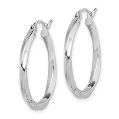 Rhodium-plated Sterling Silver Twisted 2.5x25mmHoop Earrings