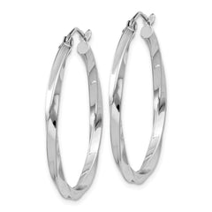 Rhodium-plated Sterling Silver Twisted 2.5x30mmHoop Earrings