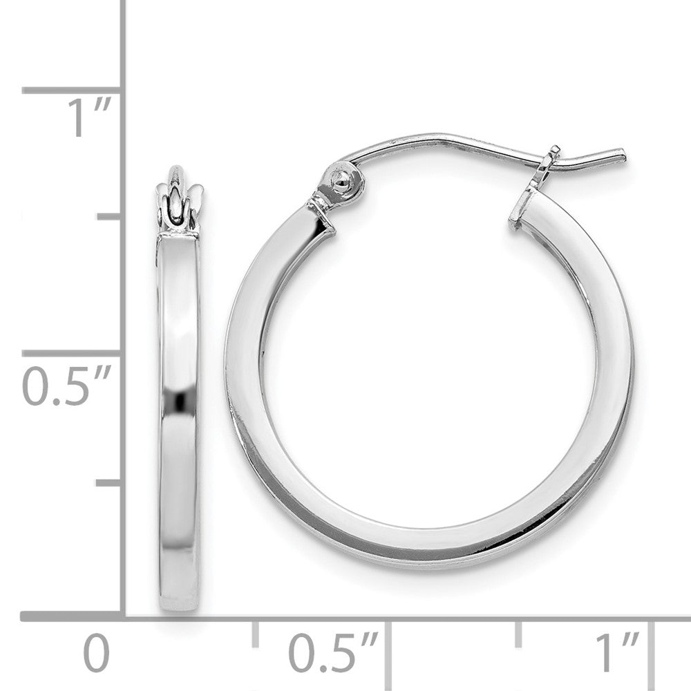 Rhodium-plated Sterling Silver 2x20mm Square Tube Hoop Earrings