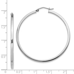 Rhodium-plated Sterling Silver 2x45mm Square Tube Hoop Earrings