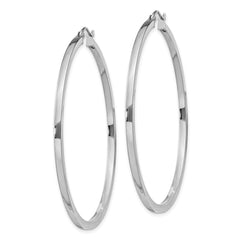 Rhodium-plated Sterling Silver 2x50mm Square Tube Hoop Earrings