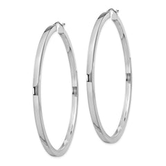 Rhodium-plated Sterling Silver 2x65mm Square Tube Hoop Earrings