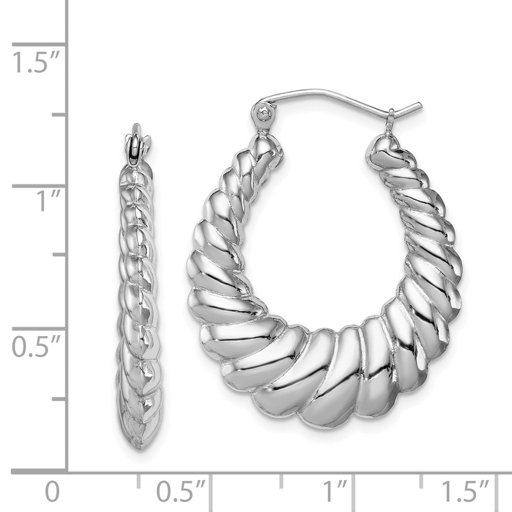 Rhodium-plated Sterling Silver Shrimp Hoop Earrings