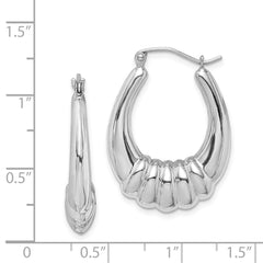 Rhodium-plated Sterling Silver Fancy Hoop Earrings