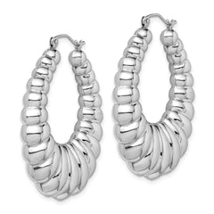 Rhodium-plated Sterling Silver Fancy Hoop Earrings