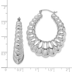 Rhodium-plated Sterling Silver Fancy Hoop Earrings