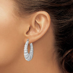 Rhodium-plated Sterling Silver Shrimp Hoop Earrings