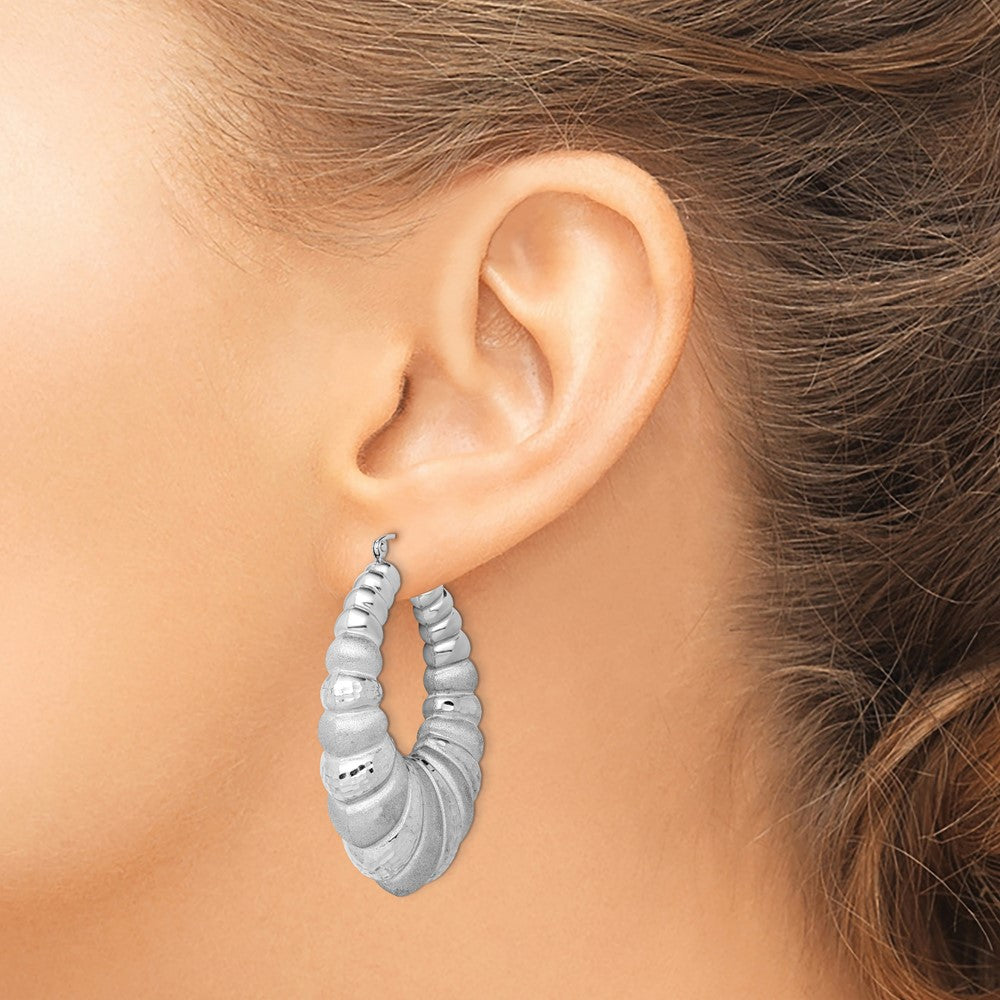 Rhodium-plated Sterling Silver Shrimp Hoop Earrings