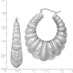 Rhodium-plated Sterling Silver Shrimp Hoop Earrings