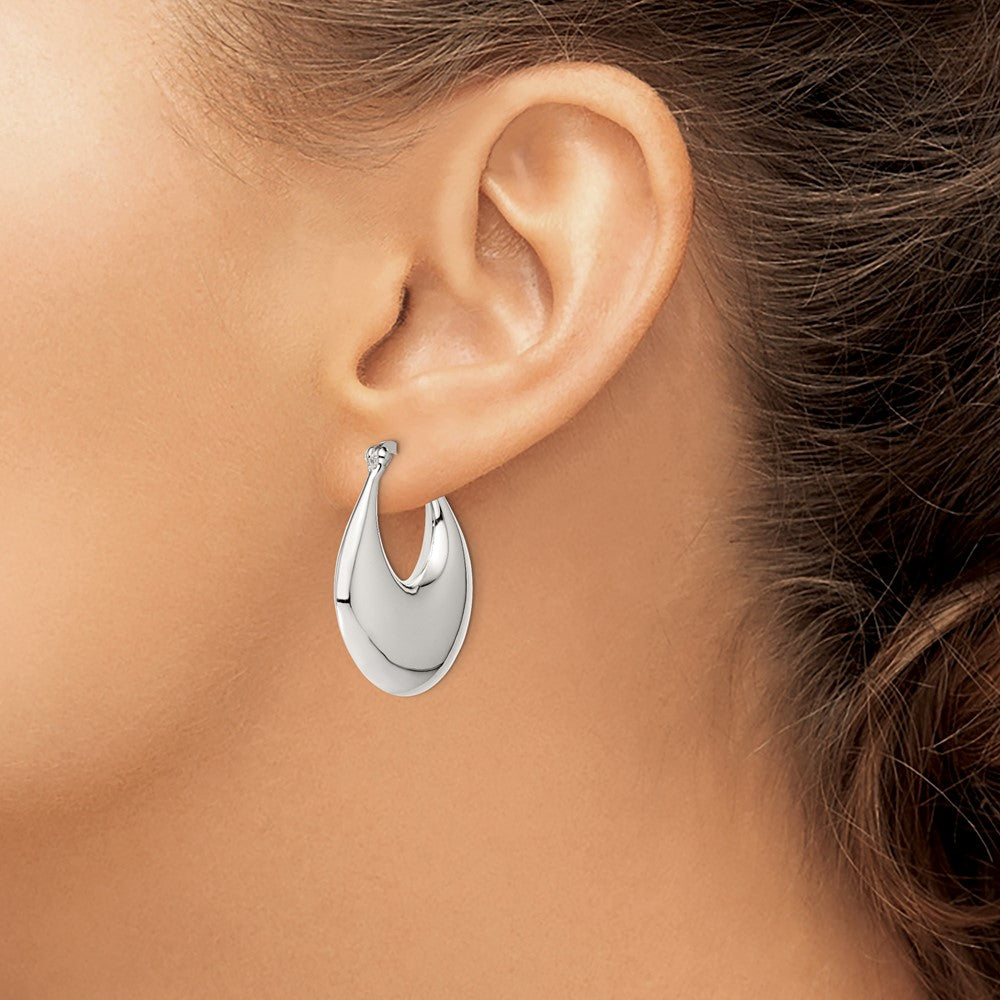 Sterling Silver Puffed Hoop Earrings