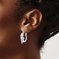Rhodium-plated Sterling Silver Dolphin Hoop Earrings