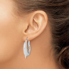 Rhodium-plated Sterling Silver Dolphin Hoop Earrings