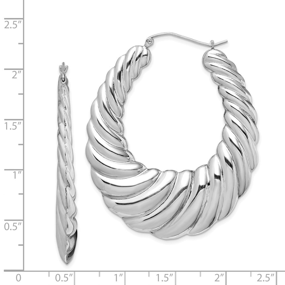 Rhodium-plated Sterling Silver Fancy Hoop Earrings