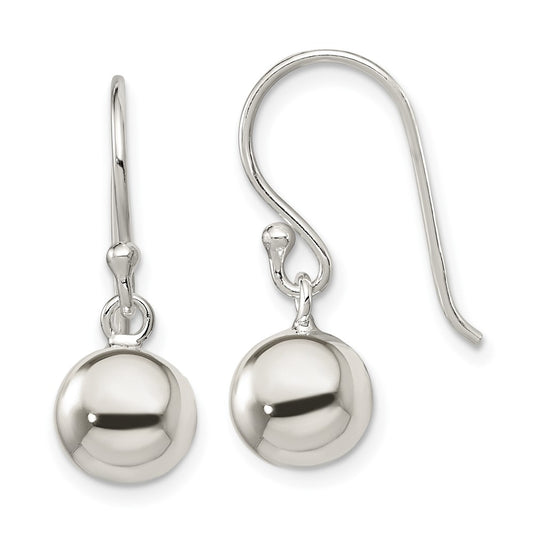 Sterling Silver Dangle Ball Shephard Hook Earrings