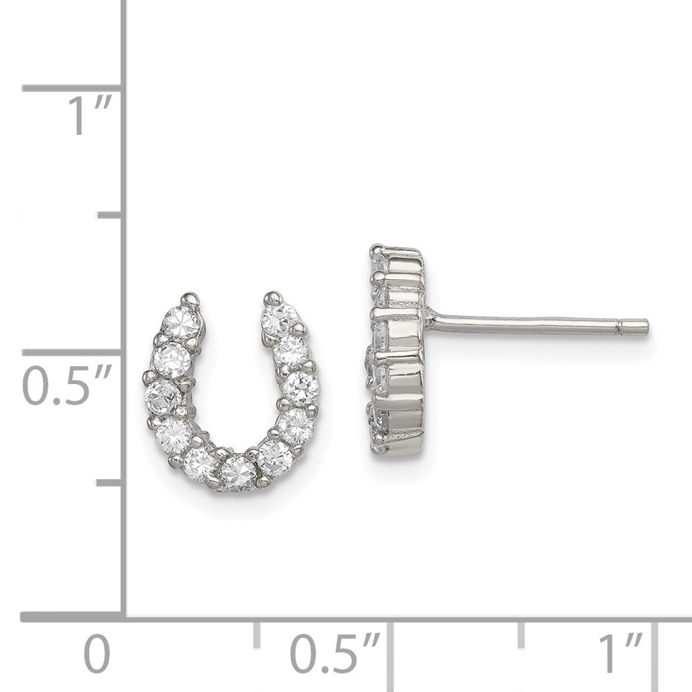 Sterling Silver CZ Horseshoe Post Earrings