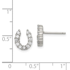 Sterling Silver CZ Horseshoe Post Earrings