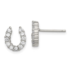 Sterling Silver CZ Horseshoe Post Earrings