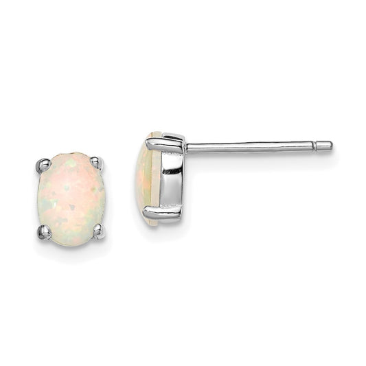 Sterling Silver Created Opal Post Earrings